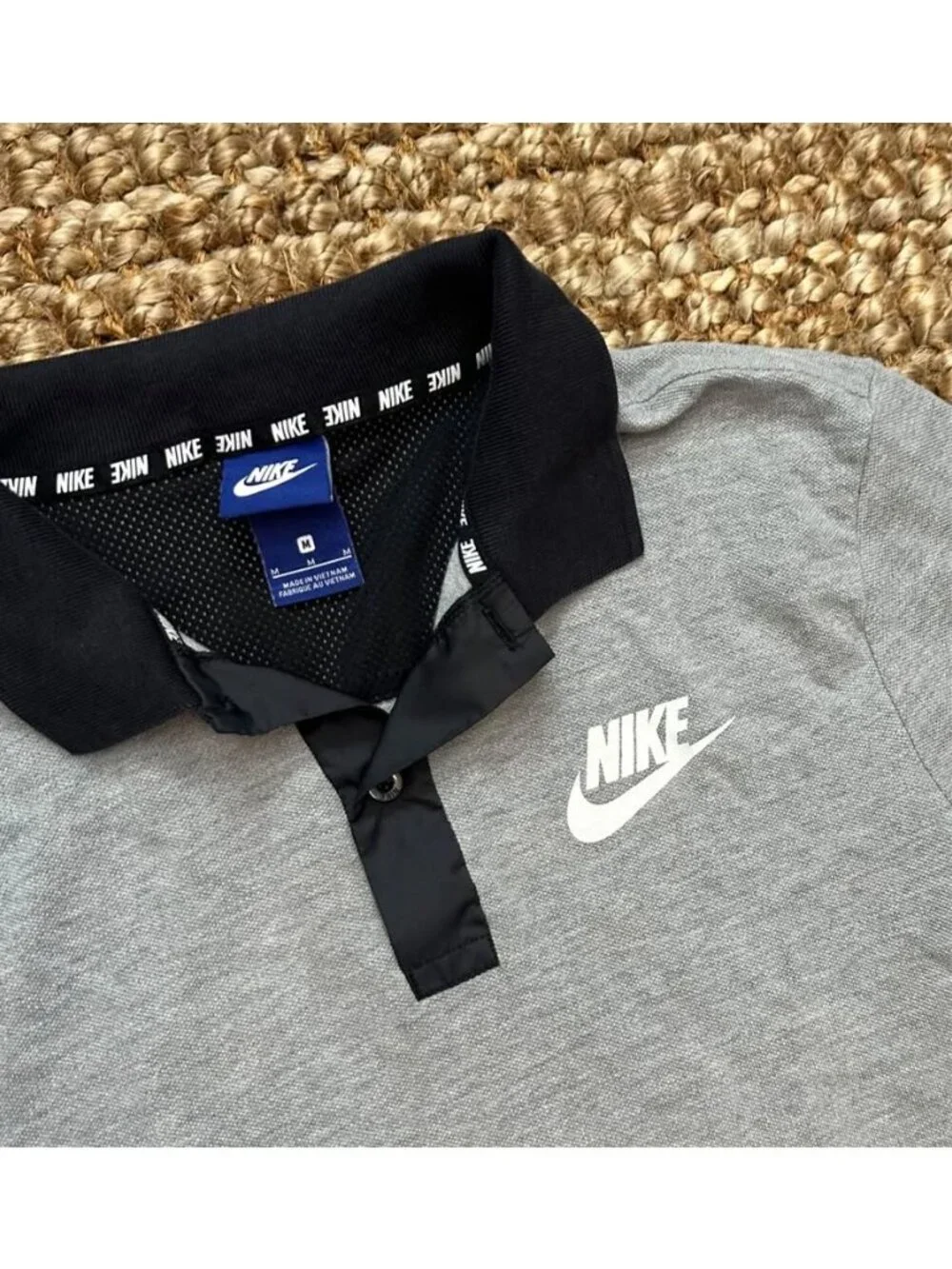 Nike Men's Sportswear Advance 15 Grey Black Rugby Polo Shirt (833861-063) Medium